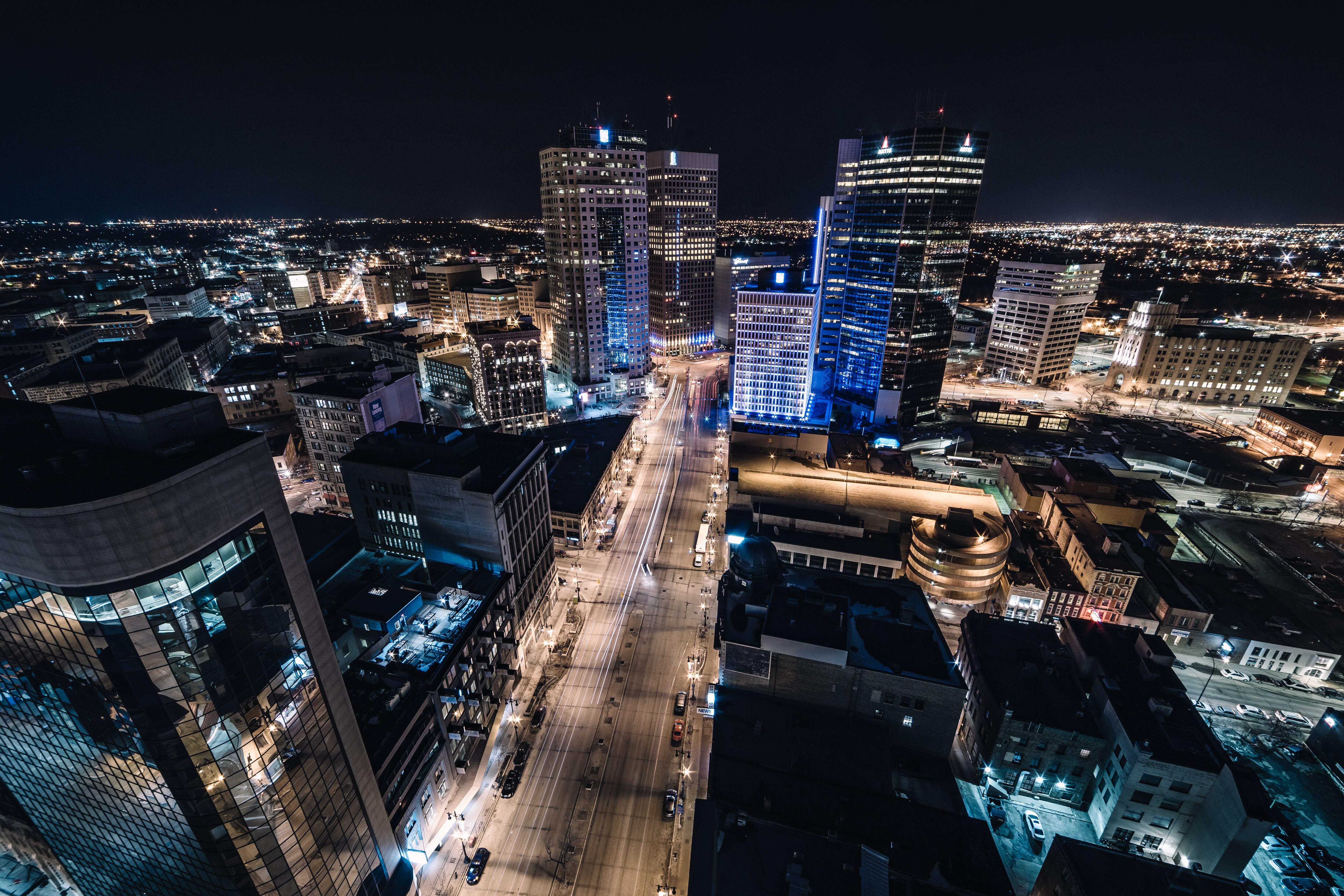 Manitoba city lights at night.