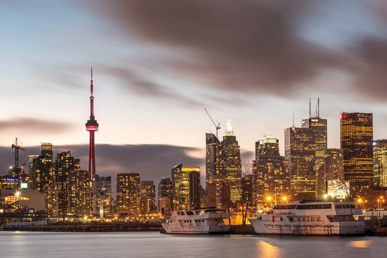 Toronto buildings at night