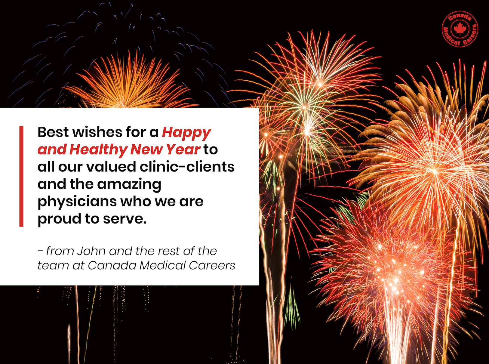 Canada Medical Careers' New Year's Message